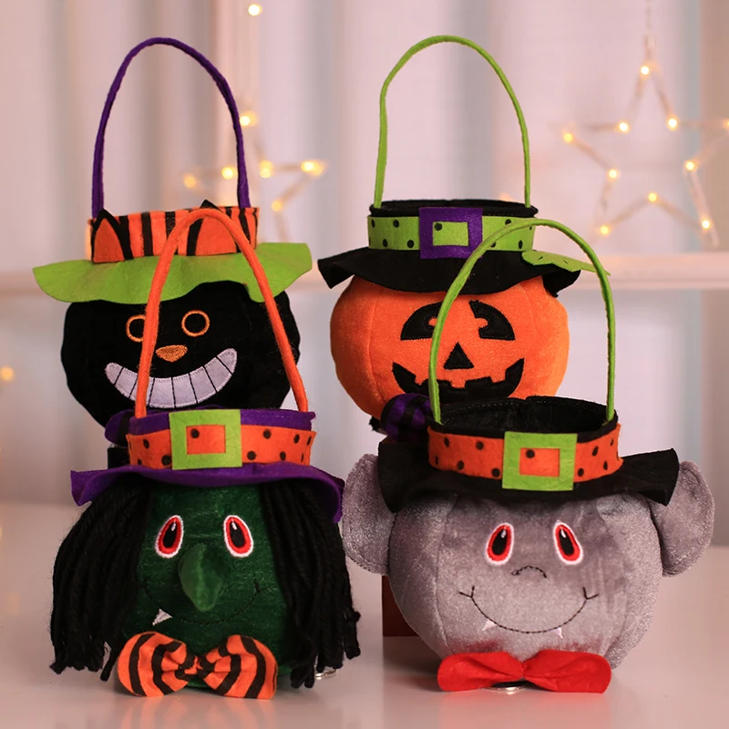 

Halloween decoration non-woven three-dimensional pumpkin hand candy bag children's day shopping mall gift bag