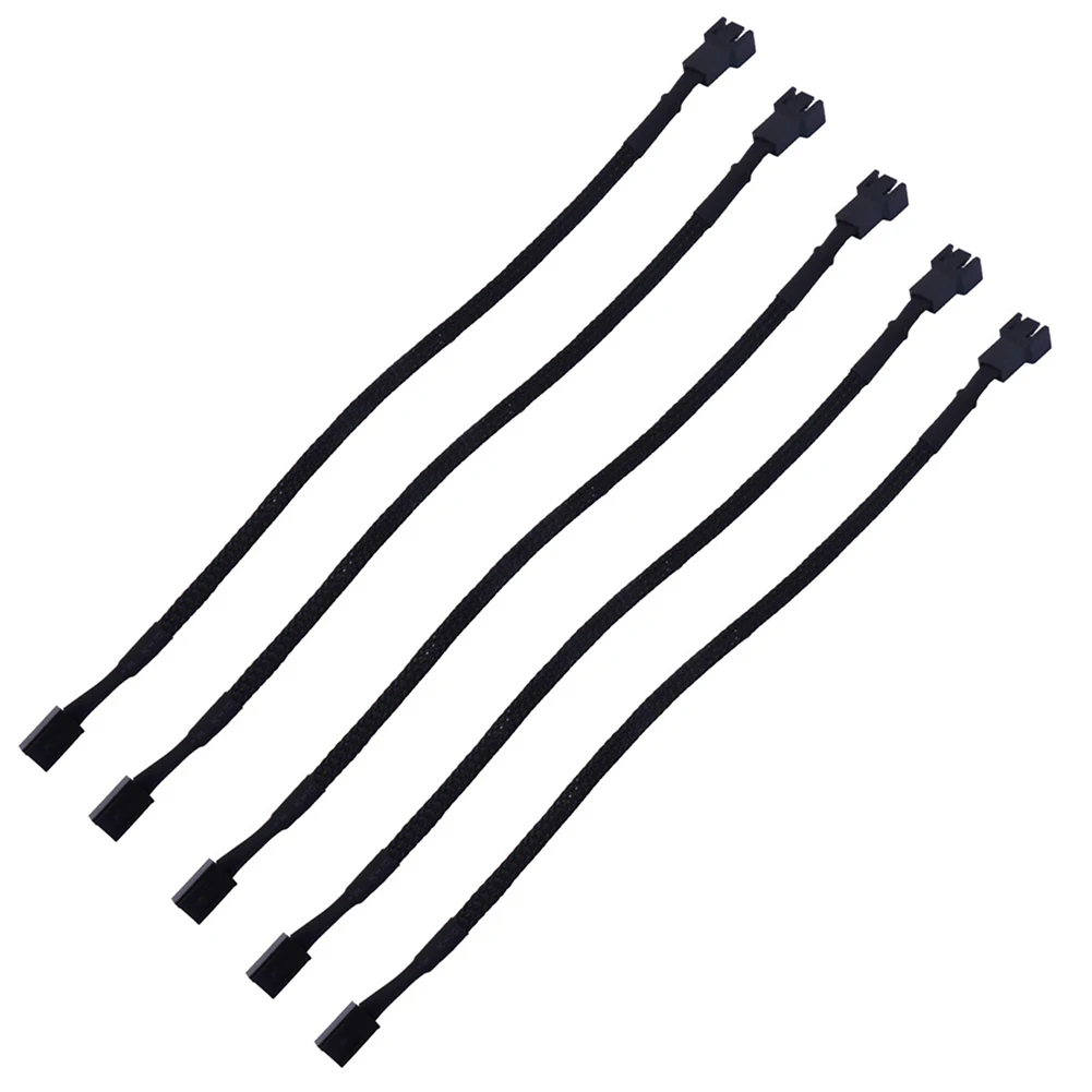 

5 Pcs Professional Wire Computer Extending Braided Power 27cm Fan Extension Cable Male To Female Sleeved 3 Pin Connector