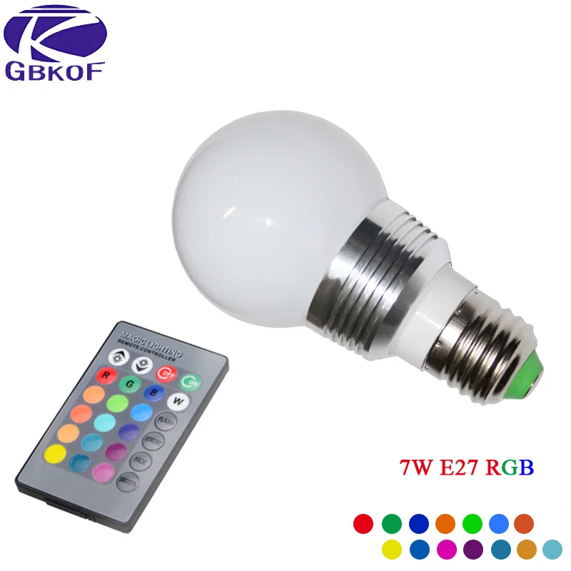 1 шт 5 Вт 7 Вт RGB украшения светодиодный лампы E27 E14 AC 110V 120V 220V Светодиодный светильник с 24 клавишами дистанционного управления диммер 16 Цвет изменения ночного освещения