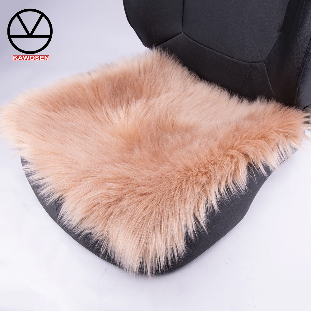 

KAWOSEN Universal Fiber Faux Fur Car Seat Cover, Long Artificial Fur Car Seats Covers, Winter Warm Car Seat Cushion LFFS01