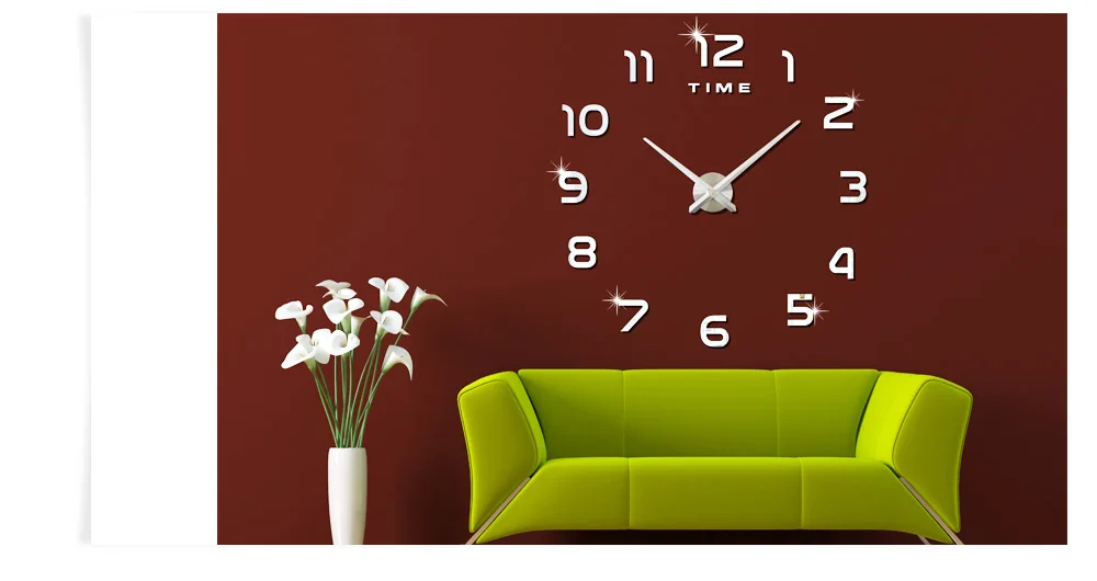 M.Sparkling 3D Mirror Effect Stickers Number Figure DIY Wall Clock