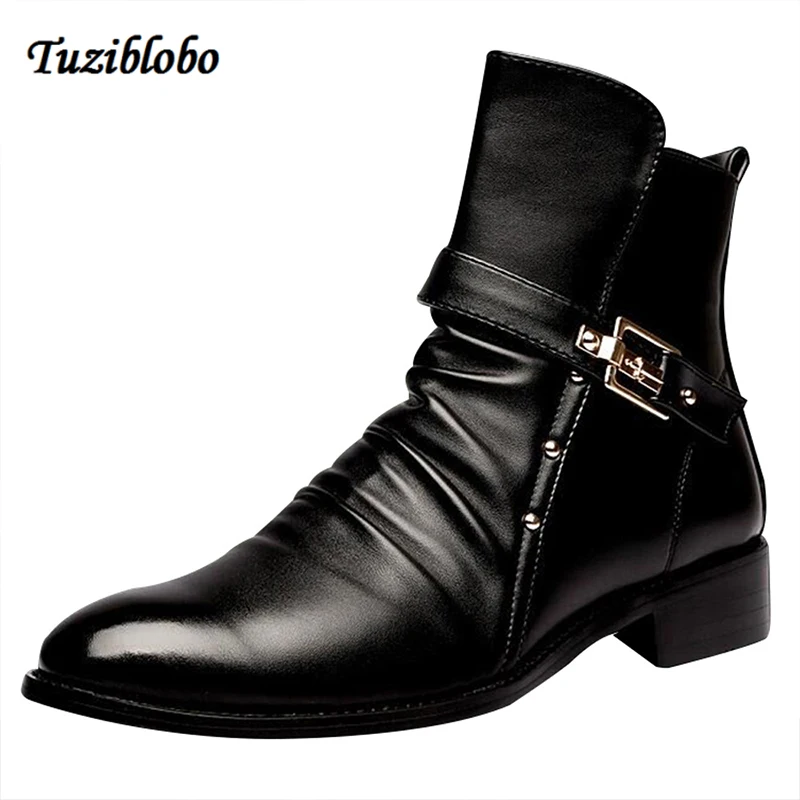 Britânico Martin Velvet Meados Botas Calçados Casuais Homens Rebites De Bezerro Dos Inverno Black Moda Preto Masculino Motociclista Designer black With Homem Fivela 1w6P0w