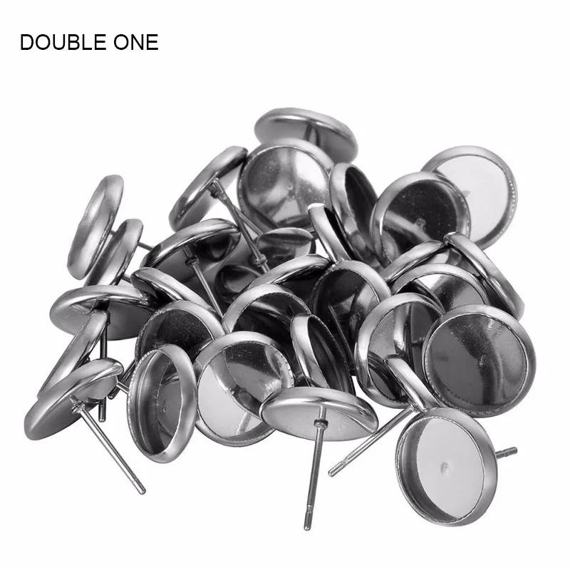 

50pcs Stainless Steel Stud Earring Cabochon Setting Post Cup Fit for 6mm 8mm 10mm 12mm