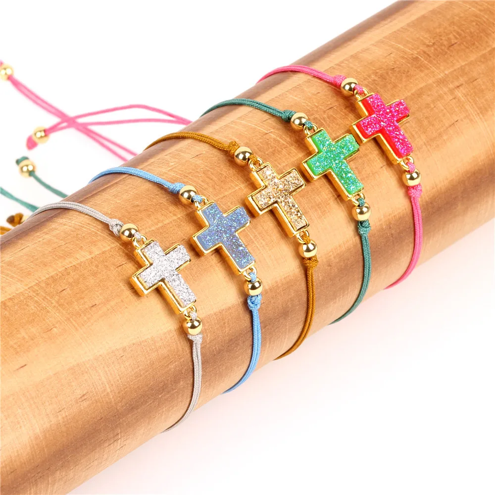 

Trendy Resin Cross Handmade Bracelet Women Girl Charm Rope Chain Lucky Bracelets Female Friendship Lovers Jewelry Pulsera