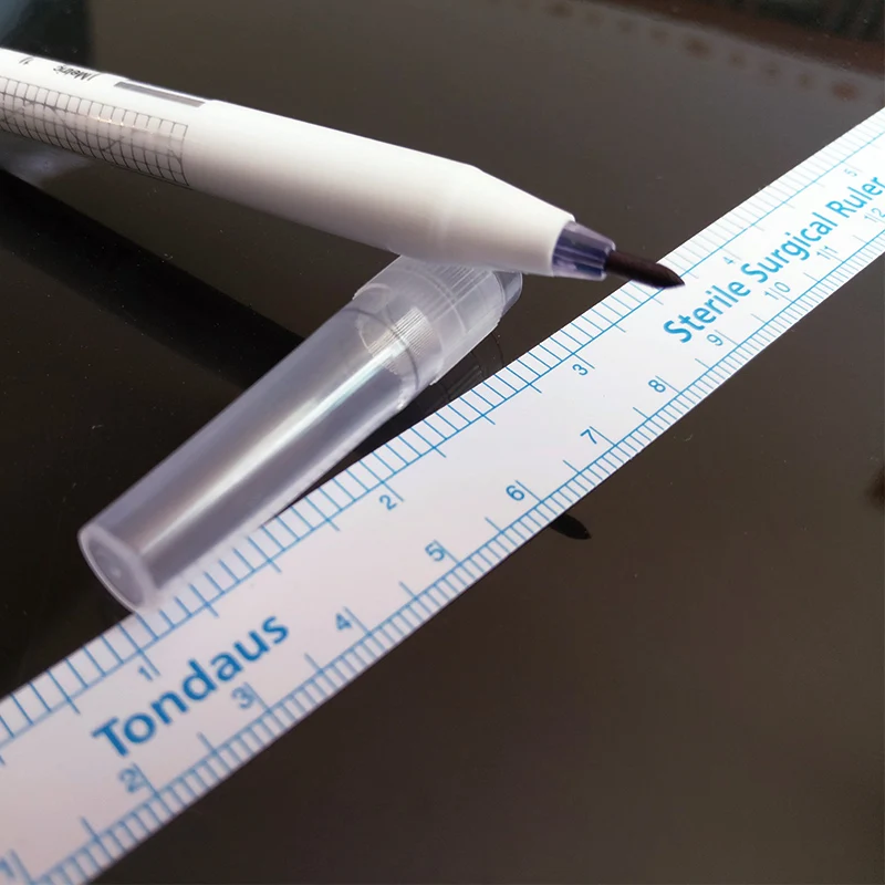 Микроблейдинг тату бровей кожи Маркер ручка+ измерительная линейка микроблейдинг позиционирования инструмент хирургический маркер для кожи Маркер для бровей