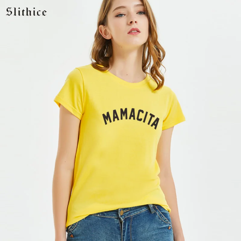 Slithice MAMACITA футболка с испанским принтом букв MAMMY Женский Топ harajuku Повседневная