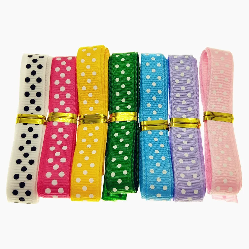 

CNCRAFT 7yards/lot 3/8'' 10mm Grosgrain Ribbon Printing Polka Dot Hair Bow Party Christmas Wedding Decoration DIY Sewing Fabric