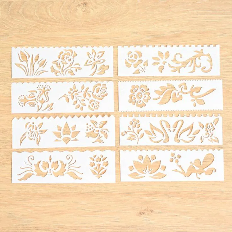 

8pc bullet journal stencil Openwork Flowers Stencil Painting Template Embossing Template Stencils Scrapbooking Decor Reusable