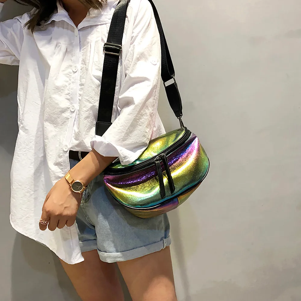 0 : Buy Women Bag Contrast color Wide Shoulder Strap Messenger Bag Waist Bag Tide ...