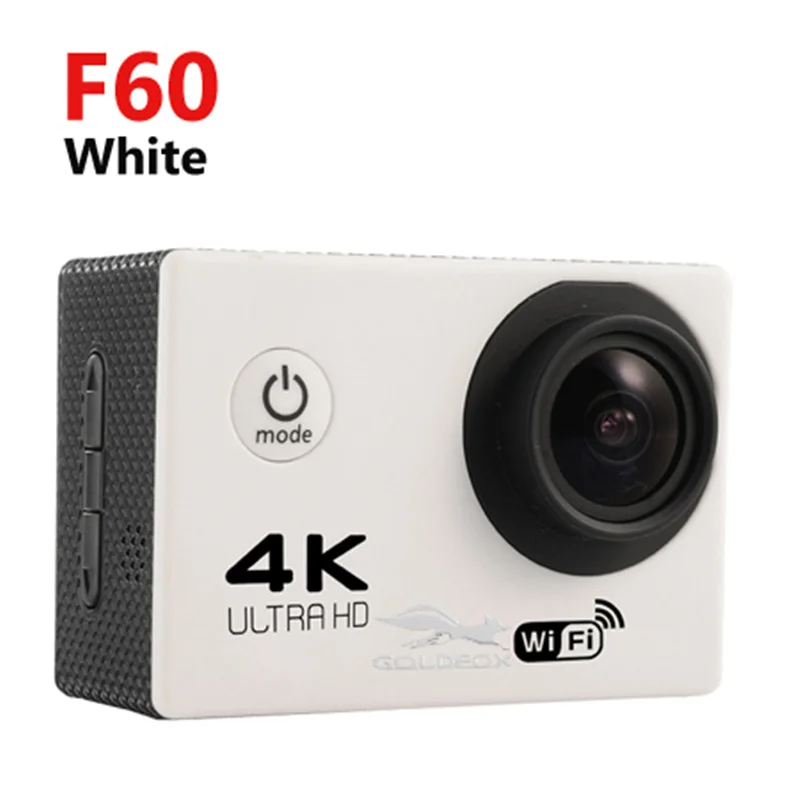 Со сверхвысоким разрешением Ultra HD, 4K экшн Камера видеокамеры WiFi 16MP 170 Go Cam Deportiva; сезон весна-осень, 2 дюйма Экран F60 F60R Водонепроницаемый спортивные Камера pro 1080P Скрытая камера - Цвет: F60 White