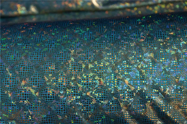 Четыре стороны эластичный бронзового цвета лазерный Рисунок земли Танцы ткань одежды Одежда для гимнастики; одежда для голографическая эластичные бикини ткань - Цвет: lake blue