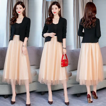 

Spring Office Work Top And Skirt 2 Piece Set Women Conjunto Feminino Year-old Female Costume Ensemble Femme Deux Pieces