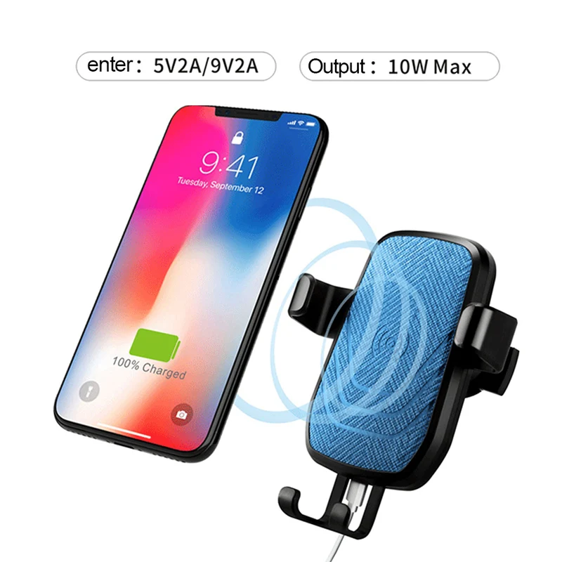 

2 In 1 Car Phone Stand 10W Fast Wireless Charging for IPhone 8 X Samsung S6 LG Portable Mount Bracket ABS Phone Wireless Charger