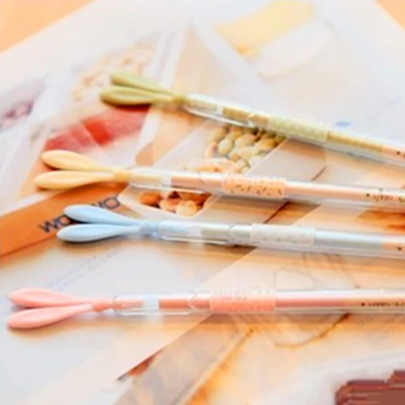 

12 pcs/box South Korea lovely rabbit ear noctilucent dustproof plug gel pen 0.38 mm NNRTS stationery