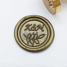 Лист филиал монограмма воск печать штамп, пользовательские инициалы воск печать штамп для свадебные приглашения, ботанический Свадебные котики