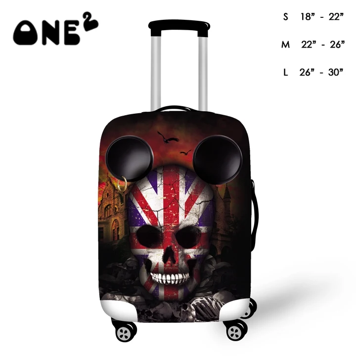 ONE2 Halloween Gift with Hand Drawing Skull Design Luggage Covers with Various Design Elastic Suitcase Cover