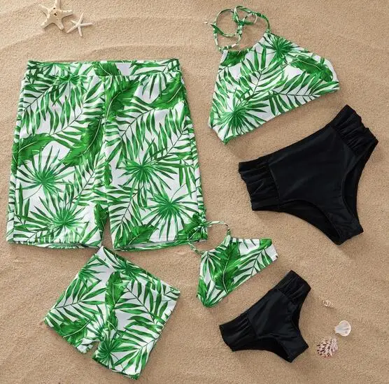 

Family Matching Swimsuit Mother Daughter Swimwear Father Son Swimming Bathing Shorts Mommy Dad and Me Clothes