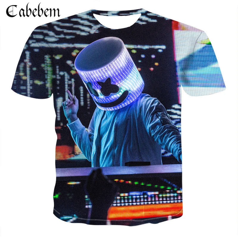 

New 2019 3D cartoon printing T-shirt men and women fashion streetwear hip hop Harajuku 3D printing marshmallow men's t-shirt