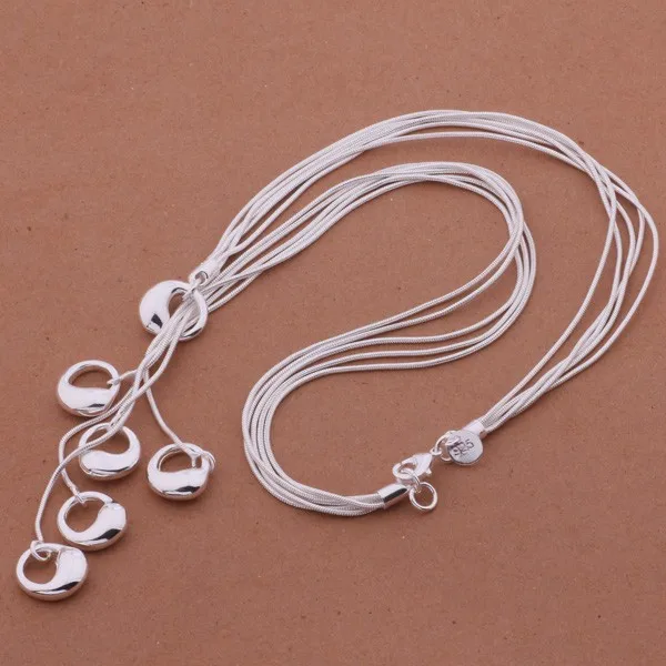 925 пробы, Серебряное ювелирное ожерелье, модное, мулит, цепь, изысканное ожерелье, полый круглый кулон, длинное ожерелье для женщин AN437