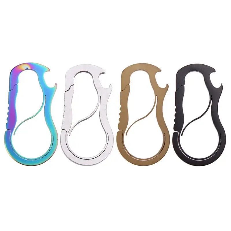 

Titanium Alloy Carabiner Hook EDC Mini Bottle Opener Outdoor Carabiner Metal Fast Buckle Keychain Camping Climbing Accessories