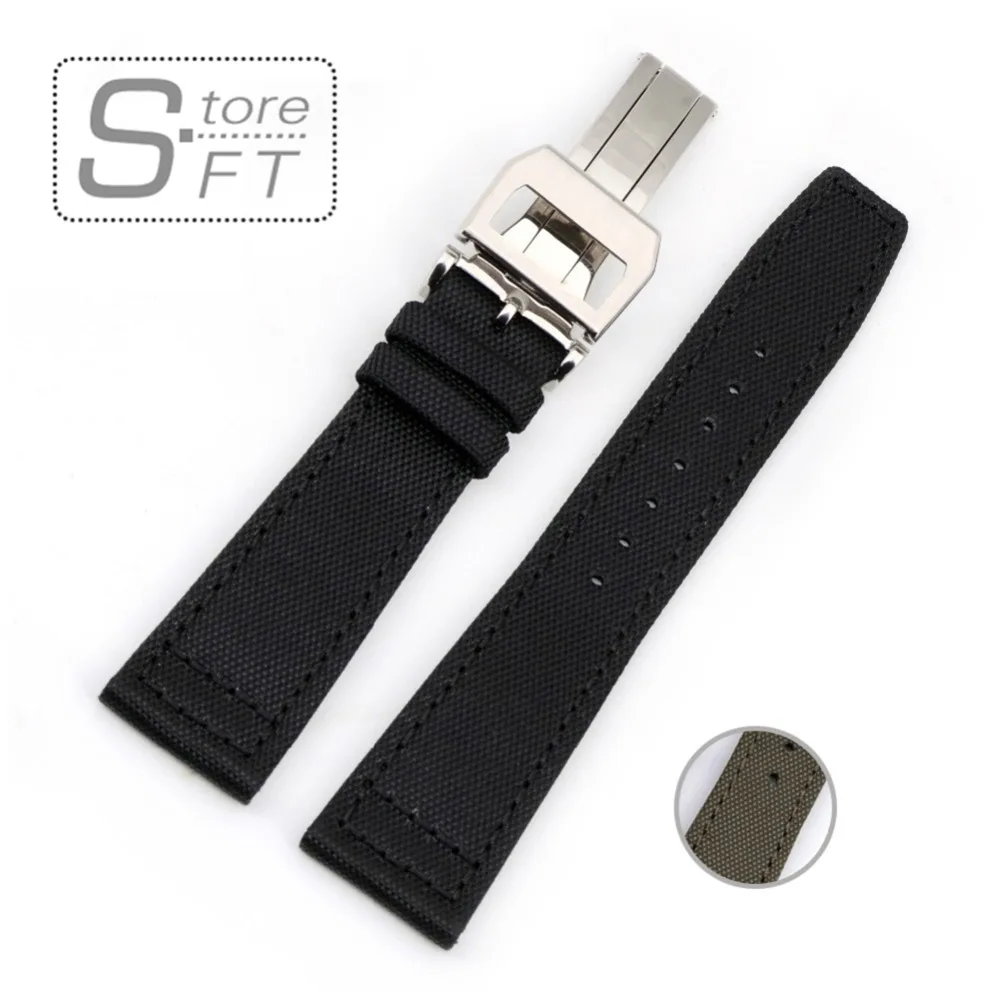 Prix pour Conception spéciale Toile Véritable Bracelet En Cuir Noir Armée Vert Avec Boucle Déployante Bracelet 20mm 21mm 22mm bracelets Prix pour Conception spéciale Toile Véritable Bracelet En Cuir Noir Armée Vert Avec Boucle Déployante Bracelet 20mm 21mm 22mm bracelets