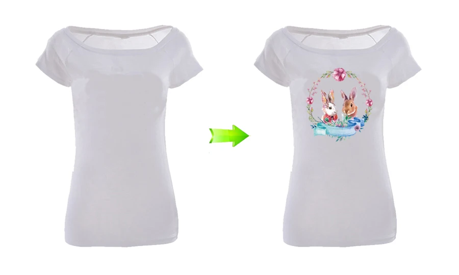 Милый кролик утюг на патчи для одежды цветок патч легко печать на бытовые Утюги A-level стираемые наклейки аппликация