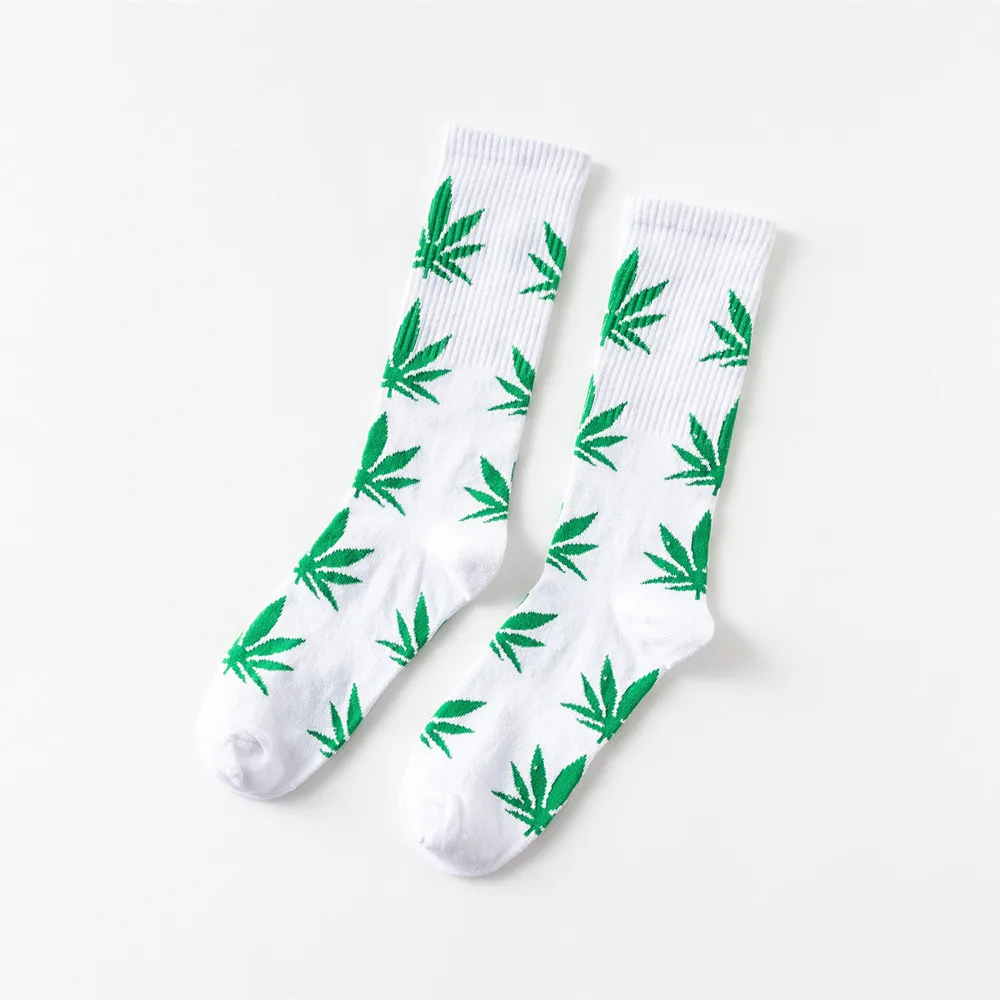 Мужские носки в стиле хип-хоп с рисунком сорняков кленовый лист сумасшедшие забавные носки термостойкие длинные счастливые носки Kanye West Роскошные носки уличная одежда - Цвет: 20