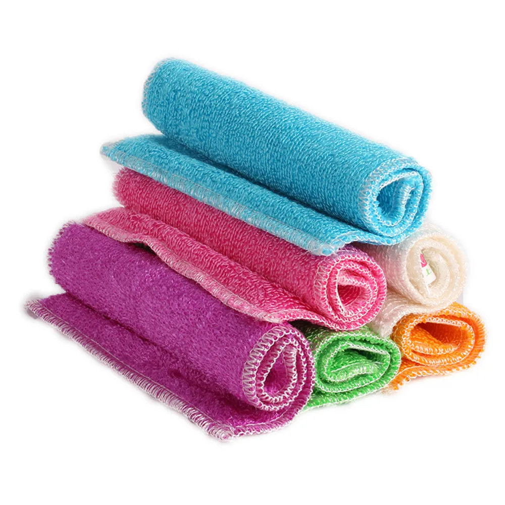 

6Pcs Kitchen Accessories Dish Washing Cleaning Cloth Environmental Bamboo Fiber Household Cleaning Scouring Pad
