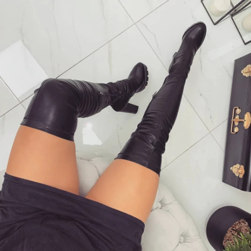 Spring New Flock Leather Women Over The Knee Boots Sexy 12cm High Heels Autumn Woman Shoes Winter Women Boots Size 36-41