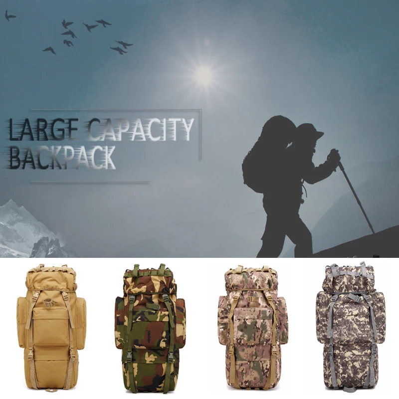 65L Large Capacity Outdoor Mountaineering Backpack Water-repellent Camping Hiking Military Tactical Shoulder Bag 65L Large Capacity Outdoor Mountaineering Backpack Water-repellent Camping Hiking Military Tactical Shoulder Bag