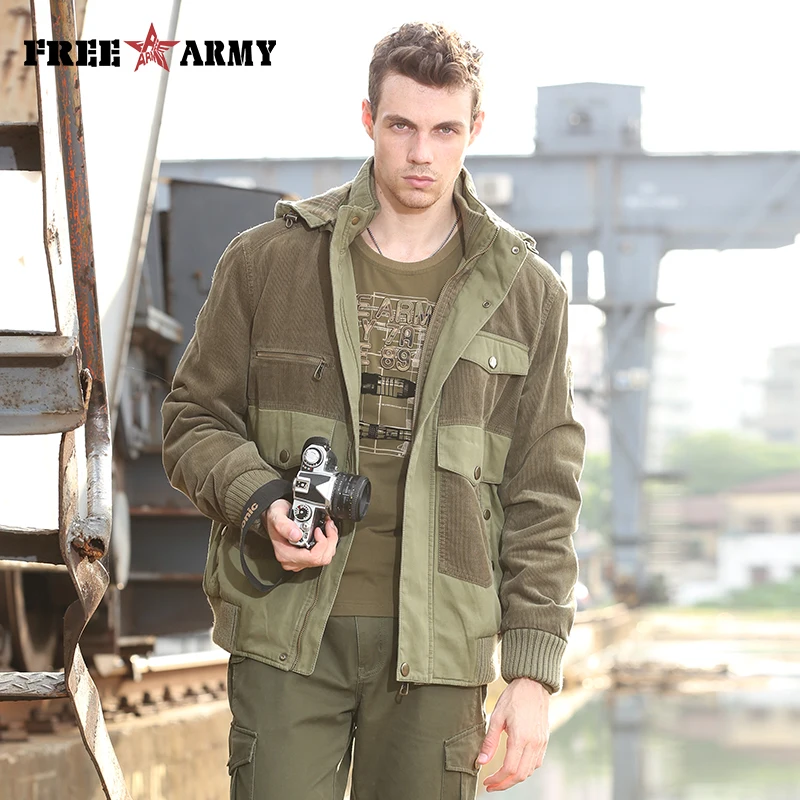 FreeArmy Brand Military Short Jacket Coat Men Winter Warm