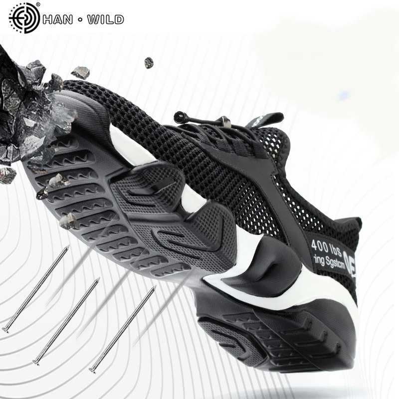 

Summer Men Safety Shoes Men's Breathable Lightweight Anti-smashing Piercing Work Sandals Single Mesh Steel Toe Sneakers Man