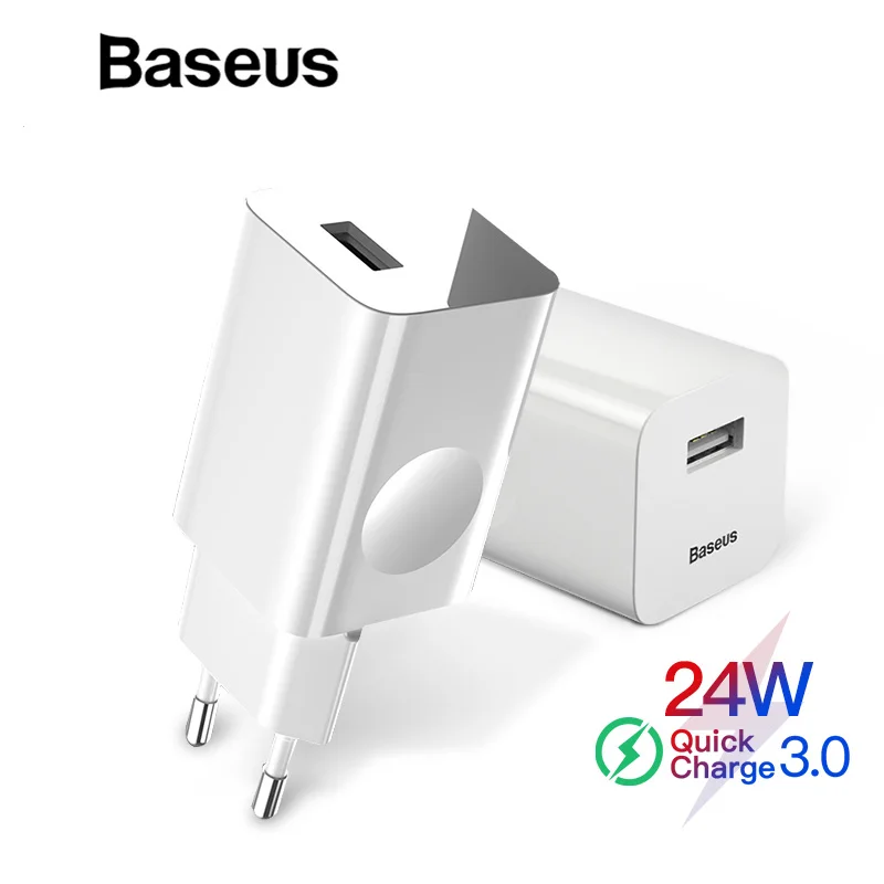 Зарядное устройство Baseus 24W Quick Charge 3,0 USB для iPhone X xr QC3.0 настенное зарядное устройство для мобильного телефона Xiaomi Mi 9 быстрое зарядное устройство