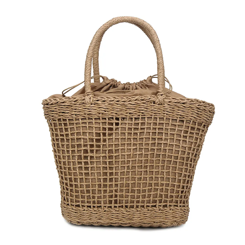 

Women Hollow Retro Handbag Straw Woven Tote Large Capacity Summer Beach Shoulder Bag Party Shopping LXX9