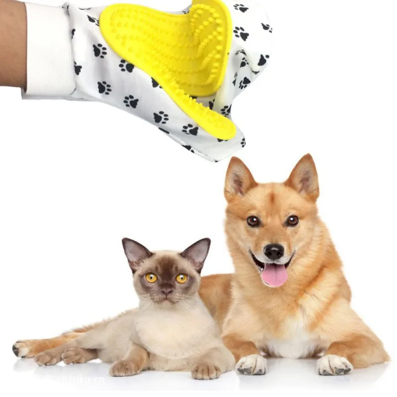 Pet Cleaning supplies Massage To Float Hair Printing Gloves White Cat Dog Hair Bathing Beauty Gloves Dog Silicone Comb Gloves