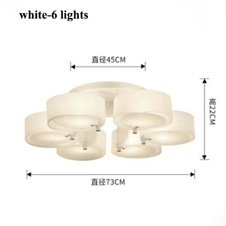 Современные мультикольные акриловые светодиодные люстры для столовой, черная/белая металлическая Светодиодная потолочная люстра, люстра для спальни - Цвет абажура: 6 lights-white
