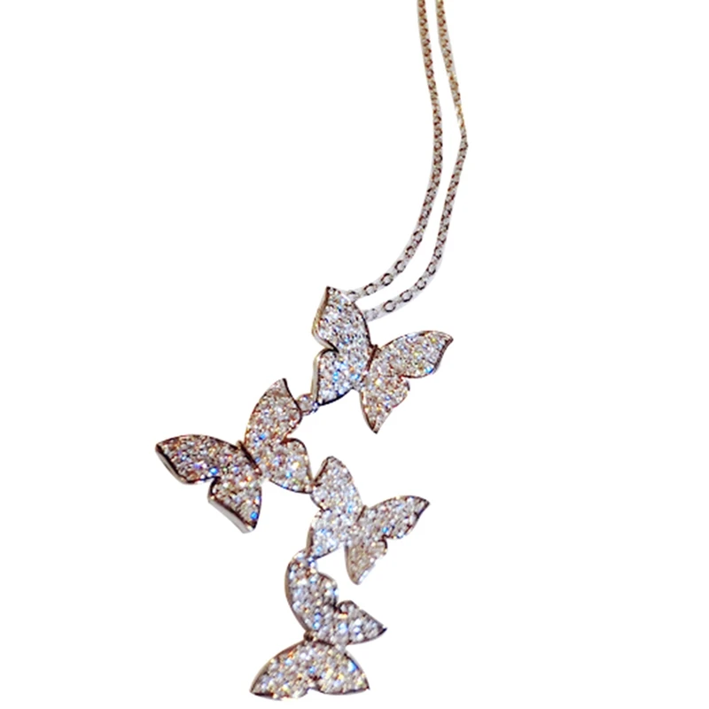 

New Arrival Multiple Zircon Butterfly Necklaces & Pendants for Women Jewelry CZ Wedding Chokers Necklace Gift