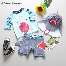 Новинка года, летний купальный костюм для маленьких мальчиков+ шапочка, 3 предмета, купальный костюм с героями мультфильмов детский купальный костюм с длинными рукавами для младенцев и детей постарше, детский купальный костюм для спа-пляжа