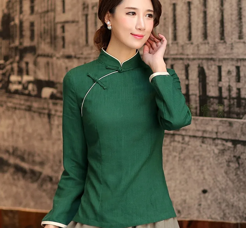 shanghai-story-mandarin-collar-woman's-shirt-chinese-traditional-top-long-sleeve-cheongsam-top-traditional-chinese-linen-blouse