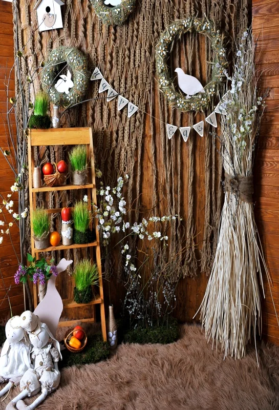 

Laeacco Photo Backdrop Easter Day Egg Wreath Rabbit Carpet Baby Child Portrait Warehouse Photo Background Photocall Photo Studio