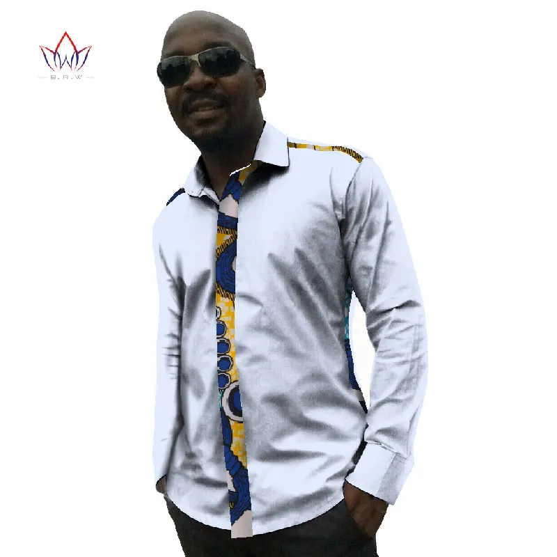 Осенние новые стильные рубашки мужские Брендовые с длинным рукавом модные традиционные африканские белые рубашки Африканские Восковые топы размера плюс 6XL WYN144 - Цвет: 9