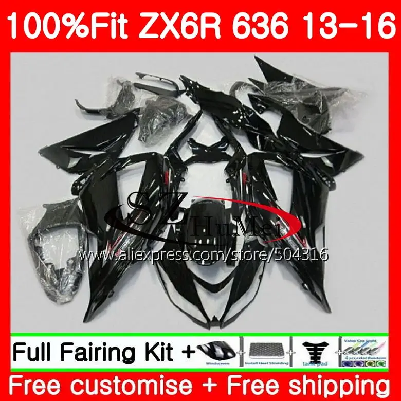 

Injection For KAWASAKI NINJA TOP glossy black ZX 6R ZX 636 600CC ZX-636 6SH8 ZX-6R 13 14 15 16 ZX6R 2013 2014 2015 2016 Fairings
