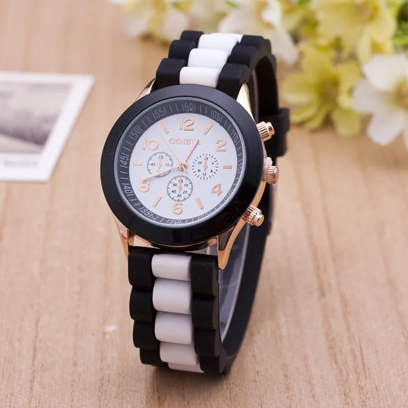 Новые горячие модные женские часы простые Силиконовые кварцевые наручные часы Geneva для отдыха женские мужские часы унисекс оптом