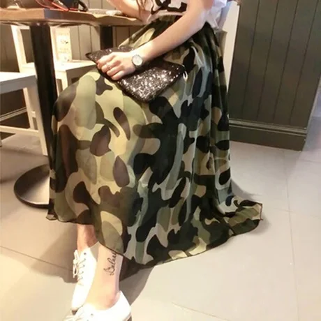 camouflage skirt long