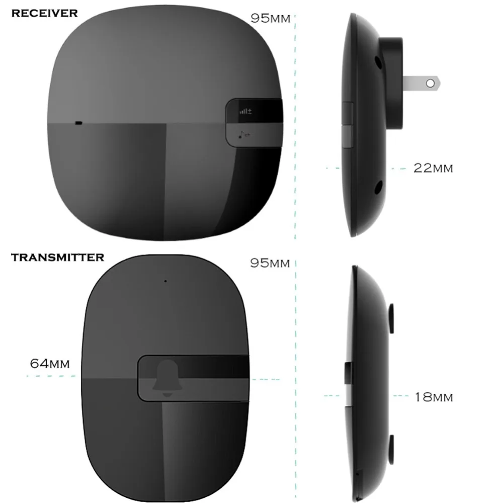 SMATRUL New Waterproof Wireless Doorbell EU US Plug 350M Remote smart Door Bell Chime ring Slim 1 2 button 1 2 receiver no battery 11