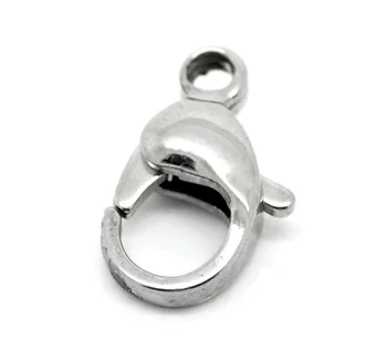 

LASPERAL 10PCs Clasp Stainless Steel Lobster Clasps For Jewelry Accessories DIY Jewelry Findings Bright Silver Tone 16x10mm