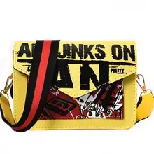 Новинка, harajuku, модная, для девушек, каракули, чехол, сумка почтальон, женская, ПУ кожа, Джокер, для досуга, искусство, Джинкс, на сумочке