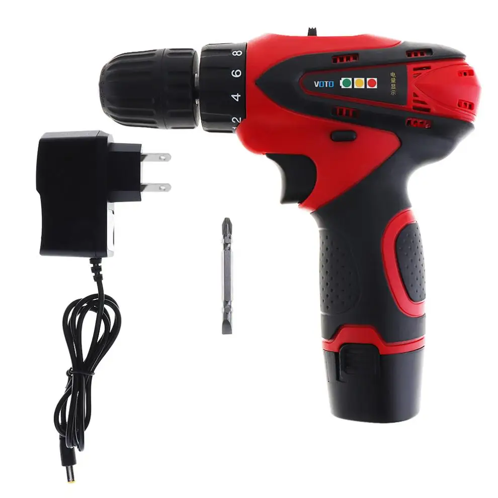 Электрическая отвертка VOTO AC 100-240 V Cordless 12 V с кнопкой регулировки двух скоростей для пробивая/обрабатывая винтов