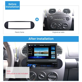 

Seicane Car 1Din Auto Radio Fascia Stereo Player Frame Trim Panel Kit for Volkswagen Beetle 1998+ Dash Mount Installation Black