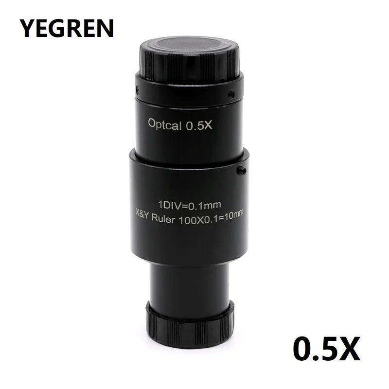 

Adjustable 0.5X Reduction Lens Microscope Eyepiece 0.5X C-mount Lens 23.2mm with or without Cross Ruler 0.1mm Micrometer Reticle